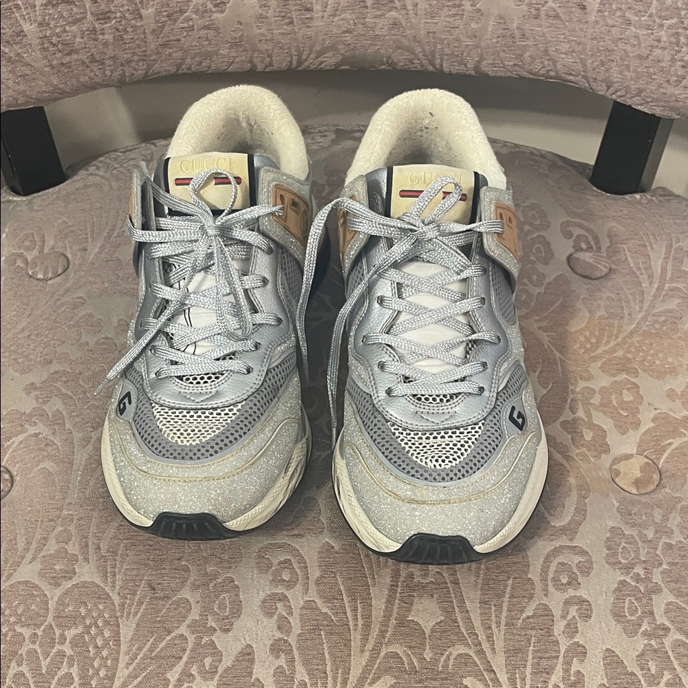Gucci Metallic Silver Sneakers